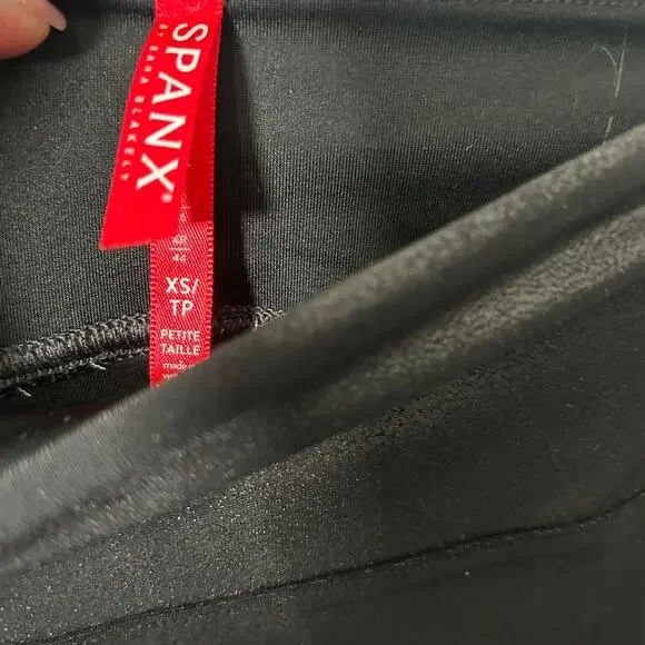 Spanx Women's Faux Leather Leggings Black Shaping Contour Waistband Size XS